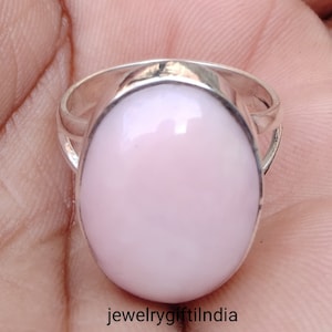 Pink Opal Ring, 925 Silver Ring, Handmade Ring, Anniversary Ring, Women Ring, Simple Ring, Oval Stone Ring, Pink Love Jewelry, Occasion Ring