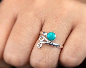 Handmade Turquoise Sterling Silver Ring: Women's Designer Band
