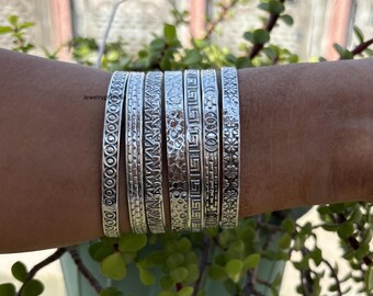 Sterling Silver Stacking Bangles - Semanario 7 Day Set - Etsy