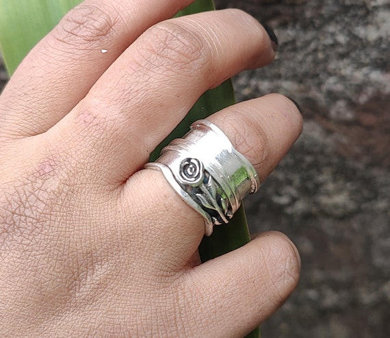 Bague Spinner en argent sterling 925 massif bande tournante bicolore