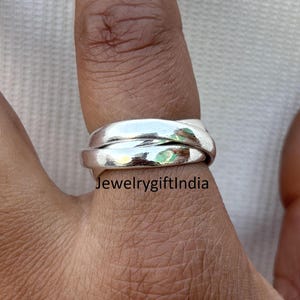Three Rolling Ring, 925 Sterling Silver Ring, Handmade Ring, Triple Interlocking Ring, Wedding Ring, Trinity Ring, Anniversary Ring Gift Her