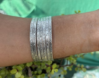 Handmade Sterling Silver Stackable Bangle Set - 7 Designs