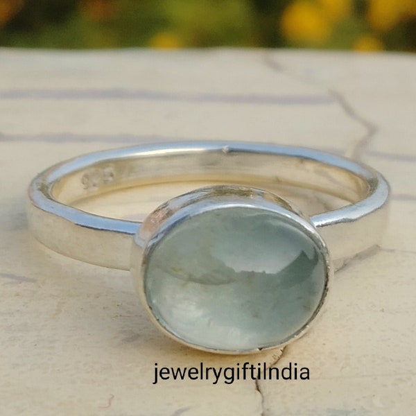 Anillo de aguamarina, plata de ley 925, anillo de piedras preciosas, aguamarina natural, anillo de declaración, anillo hecho a mano, joyería de aguamarina, regalo para ella