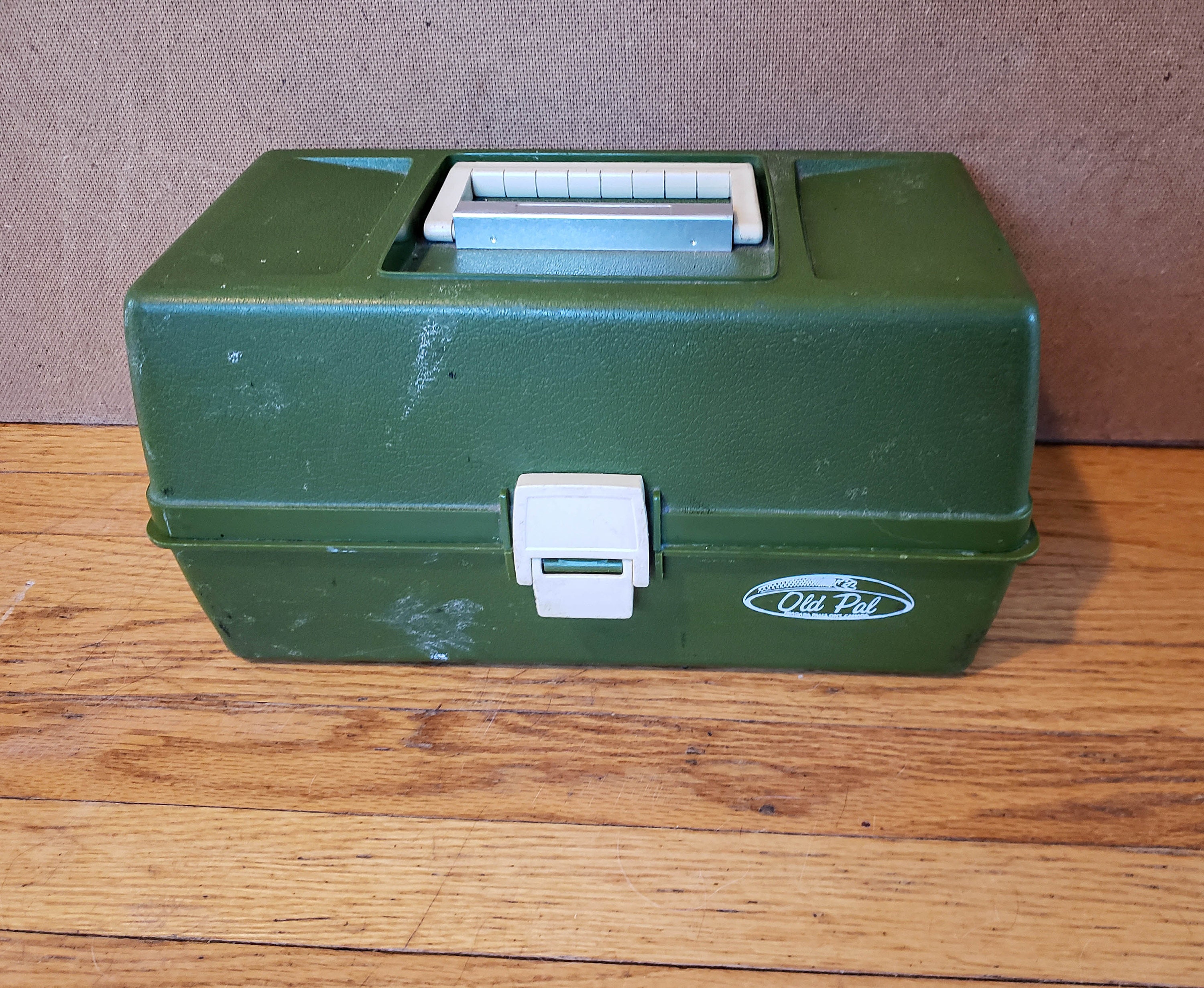 Vintage Tool Original Hunter Green Plastic Storage Container Craft