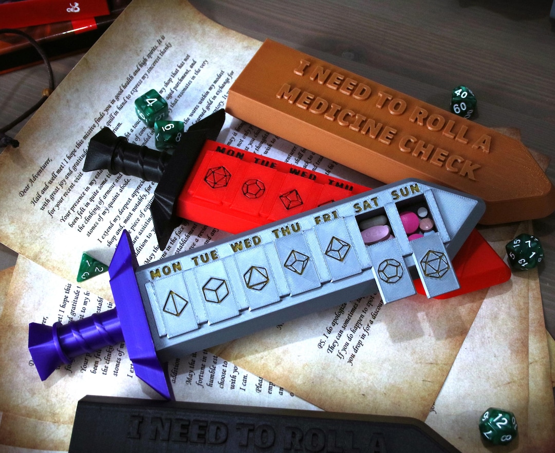 7 Day Sword Pill Container | Dungeons and Dragons | Pill Organiser ...