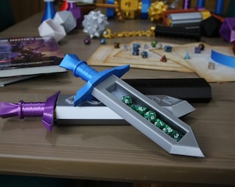 Porta dados de espada / Texto personalizado / Impresión 3D DnD / Dungeons & Dragons / Regalo de D&D / Bolsa de dados / Regalo de Navidad
