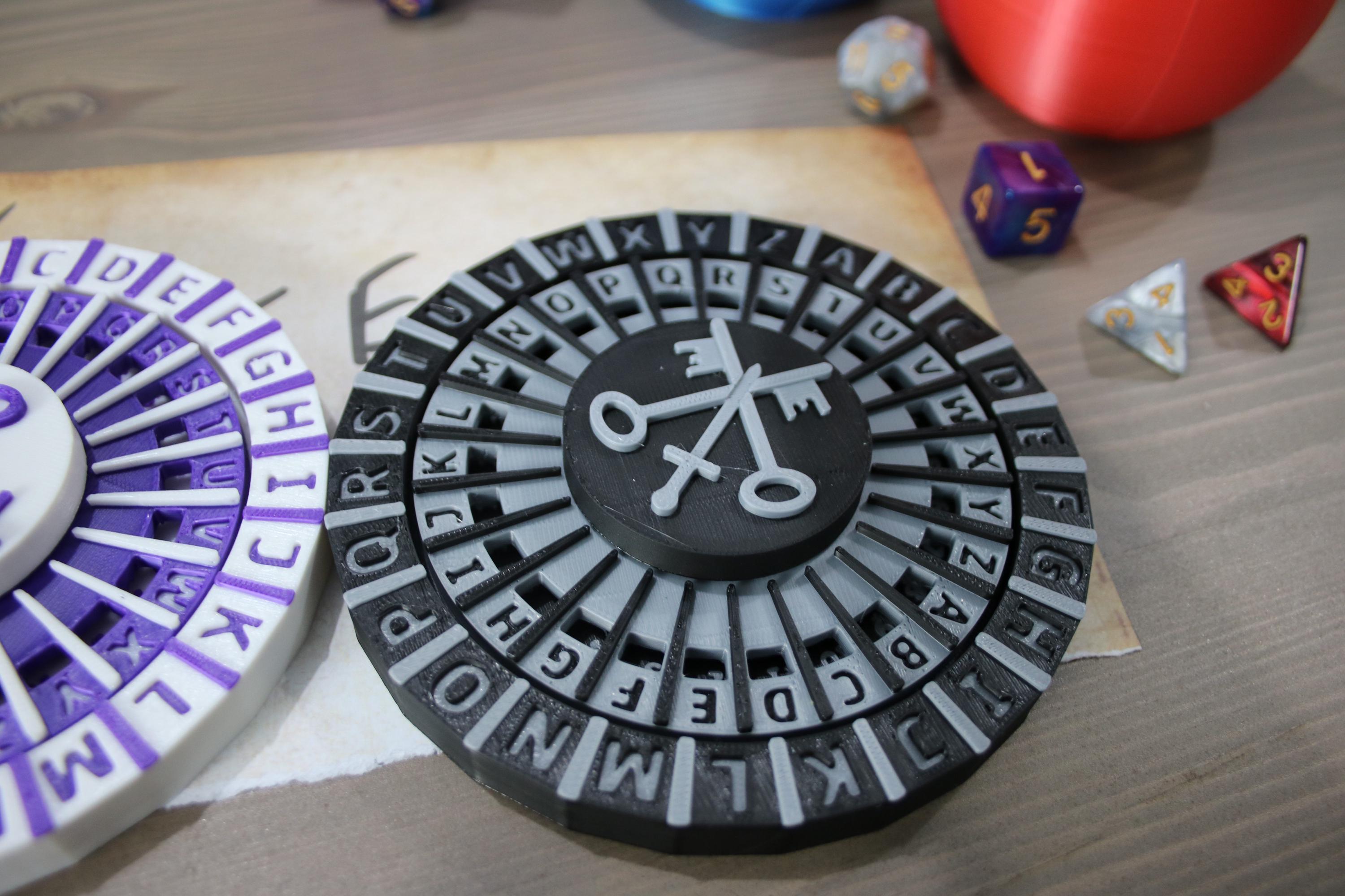 Decoder Disk Template Caesar Cipher Decoder Wheel 3D Printed - Cipher Disk for TTRGP, D&D ...