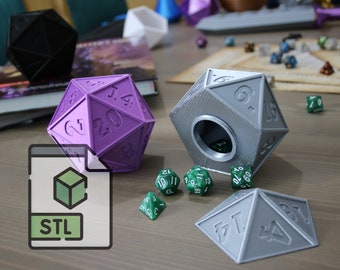 Suporte de dados D20 STL / Download digital / Dungeons And Dragons / Presente D&D / Presente de Natal