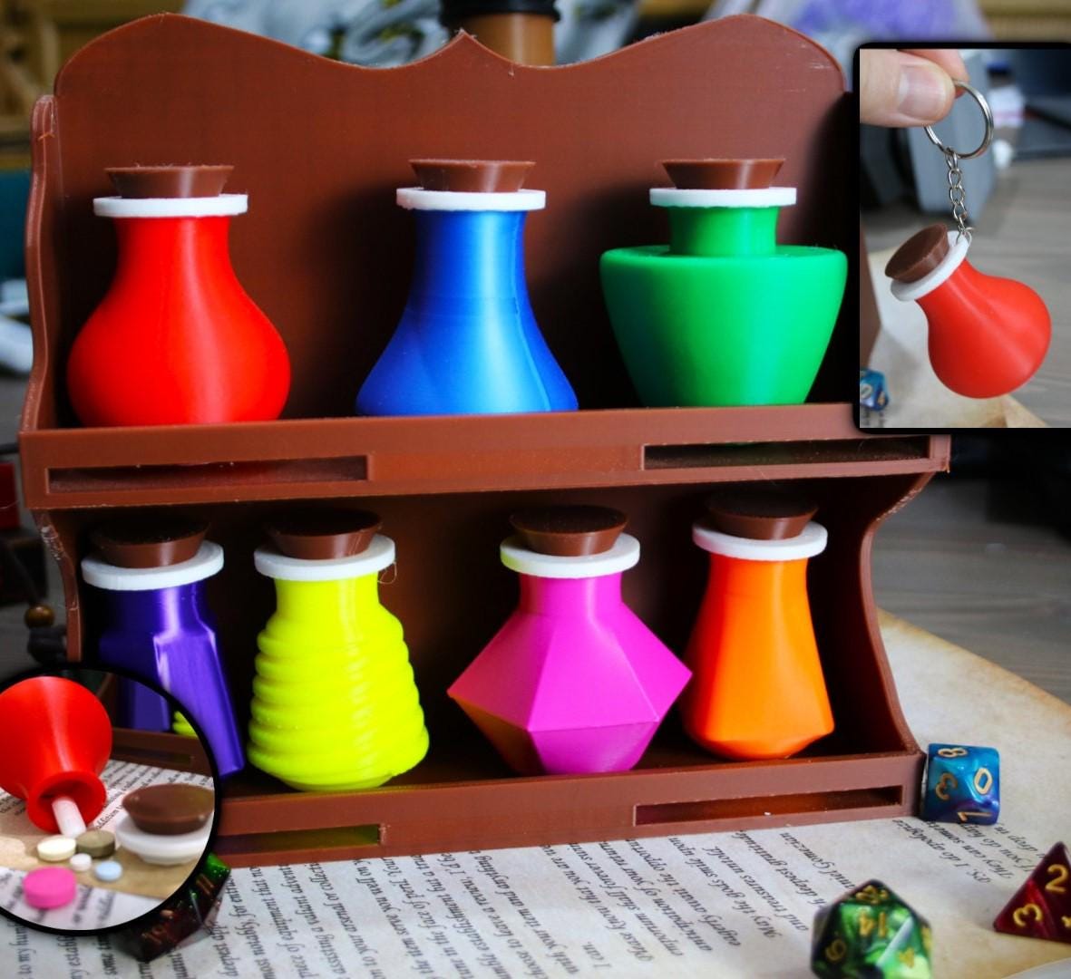 7 Day Potion Bottle Pill Container | Dungeons And Dragons | Pill Organiser | Portable Pill and Vitamin Holder | Weekly Medication Organiser