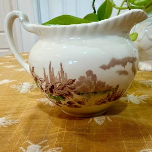 Vintage Johnson Brothers Castle on the Lake Creamer – Brown Multicolor Transferware England