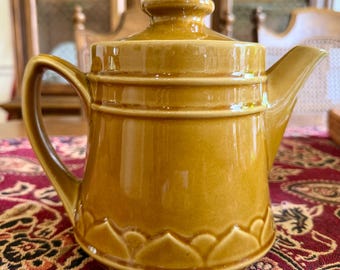 Vintage Golden Seville Teapot, 1970s Mustard Yellow Stoneware, Made in Japan