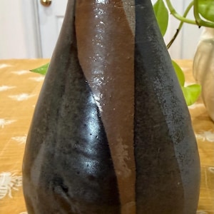 Vintage Studio Pottery Vase, Signed NP, Mid Century Modern Drip Glaze (7.25")