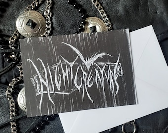 Night Creature Coffin, Gothic Art Postcard Print, A6