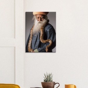 Sadhguru - &#39;Serpents Peace&#39;, Canvas, Isha Yoga, Sadhguru Wall Art, Sadhguru Picture, Multiple Sizes