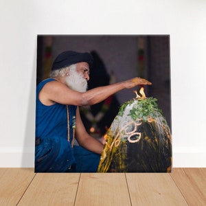 Sadhguru Canvas Art - &quot;Life Flame&quot; - Spiritual Wisdom for Your Space - Isha Yoga Guru Meditation Decor - Tranquil Conscious Gift