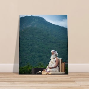 Sadhguru Canvas Art - &quot;Here and Here&quot; - Spiritual Wisdom for Your Space - Isha Yoga Guru Meditation Decor - Tranquil Conscious Gift