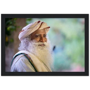 Sadhguru - ‘Guru’s Grace’, Wooden Framed Poster, Premium Semi-Gloss Paper, Isha Yoga, Sadhguru Wall Art, Multi Color
