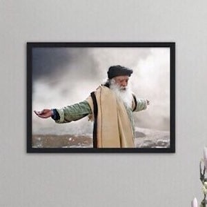 Sadhguru - Kailash Wind, Wooden Framed Poster, Premium Matte Paper, Isha Yoga, Sadhguru Wall Art, Multi Color