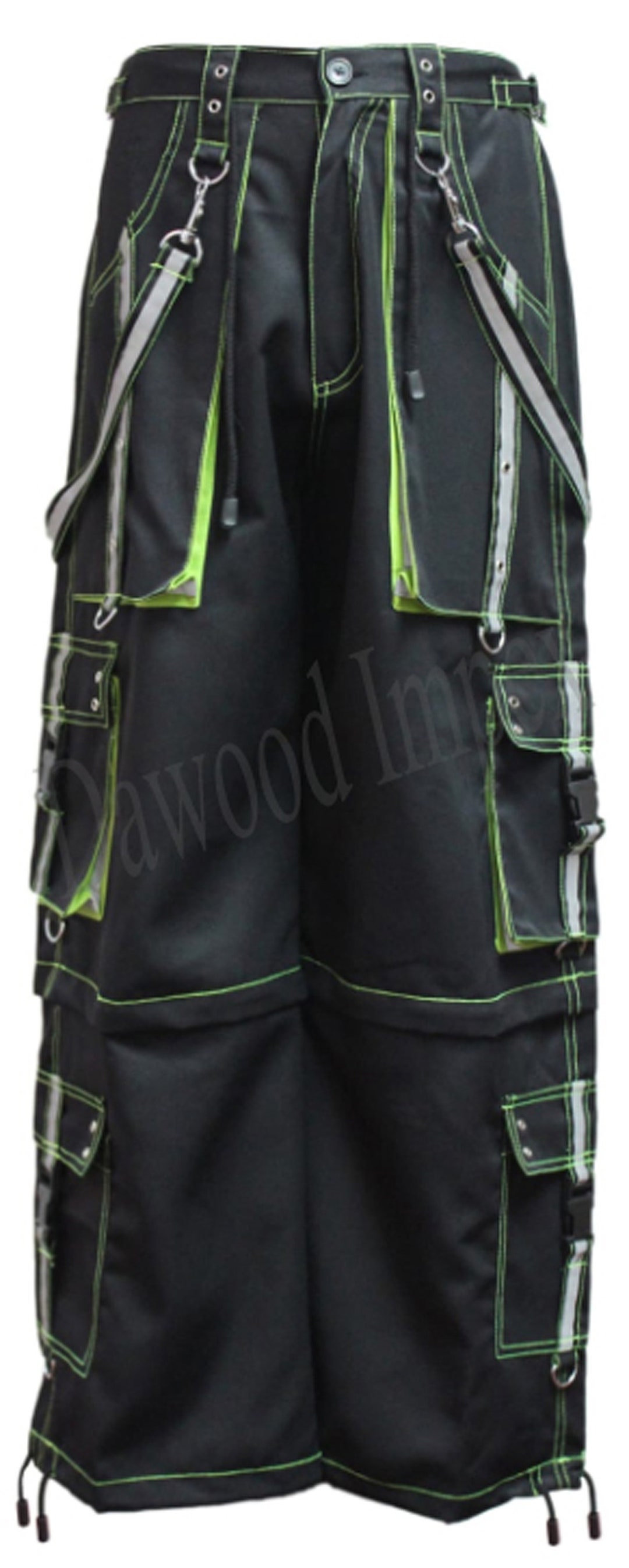 Gothic Mens X-Strap Zip Shorts Black Red