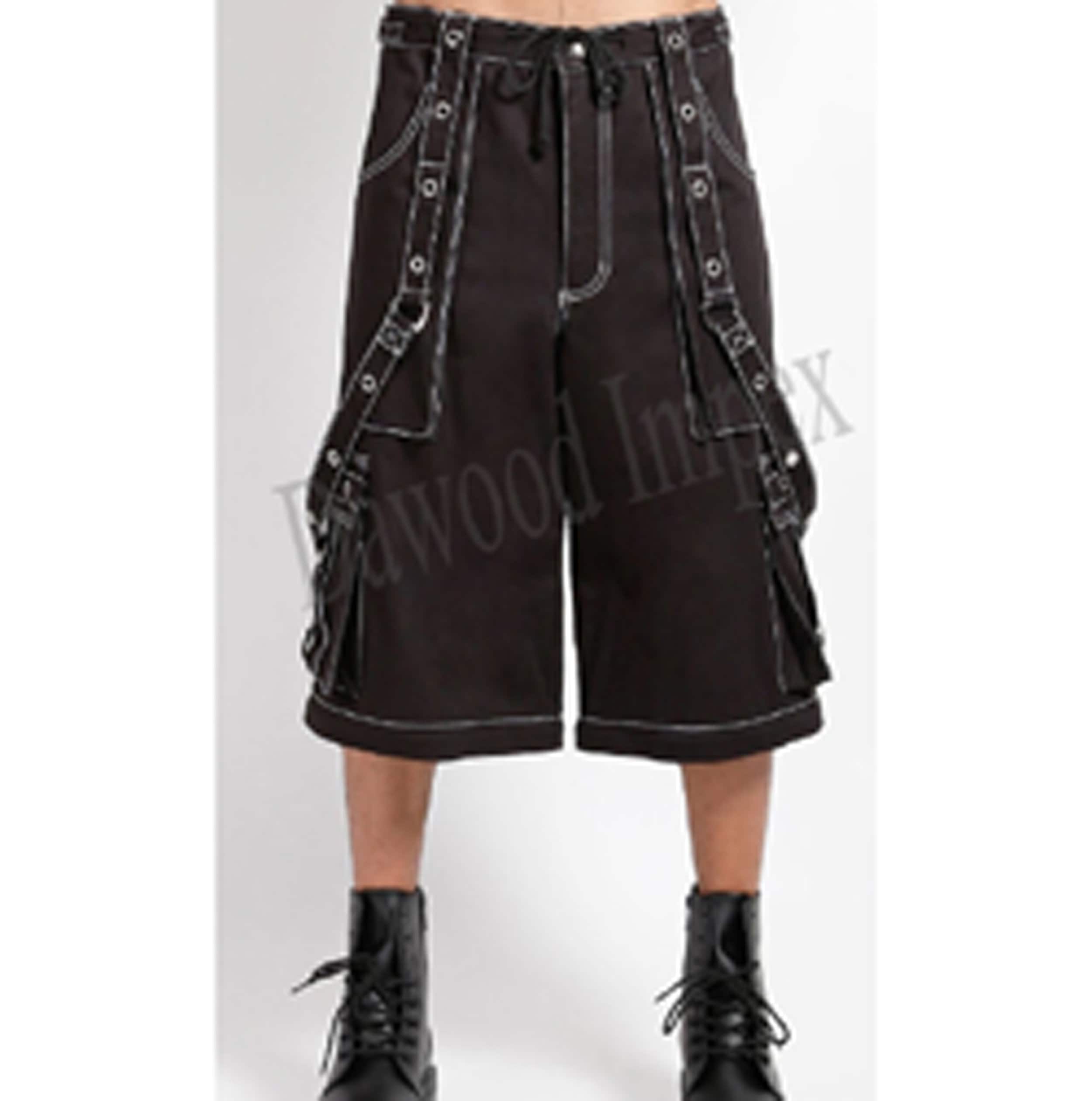 Men's Hand-crafted Gothic Black Threads Pant/short Black