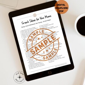 50 Snack Ideas for New Mums Printable, Postpartum Nutrition Cheat Sheet, New Mom Self Care Guide, Instant Digital Download PDF