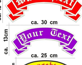 TopRocker Patch Aufnäher gestickt mit Wunschtext, Alle Größen & Farben, Biker Kutte