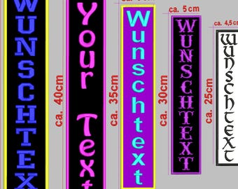 AUFNÄHER Senkrecht (Vertikal) ,Dein Wunschtext Bestickt Patch Aufnäher gestickt mit Wunschtext