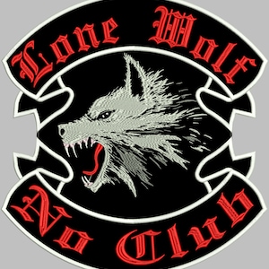 Lone Wolf No Club Patch ,Patch Back Patch Width approx.34 cm Height approx.35 cm