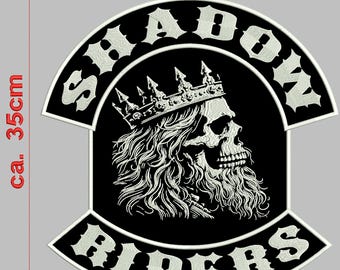 Shadow Riders – Back patch, approx. 35 cm wide and 35 cm high, or with your desired text