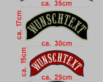 TopRocker Patch Aufnäher gestickt mit Wunschtext, Alle Größen & Farben, Biker Kutte