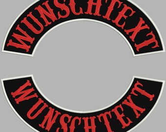 Rückenpatch Rocker SET , Top und Bottom Rocker Aufnäher mit Wunschtext bis 45cm
