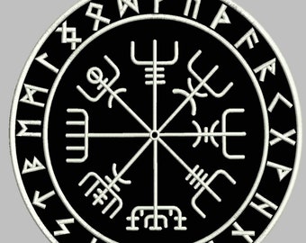 Vegvisir Der Magische Kompass Von Wikingern Aufnäher Rückenpatch Durchmesser 25cm