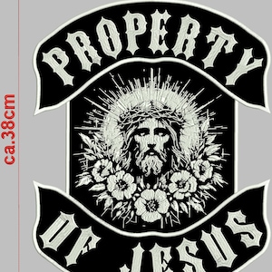 Écusson « Propriété de Jésus », écusson dorsal, largeur 30 cm, hauteur 38 cm