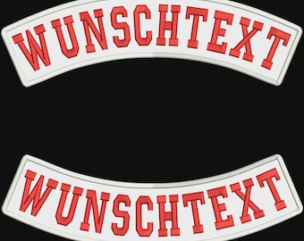 Rückenpatch Rocker SET , Top und Bottom Rocker Aufnäher mit Wunschtext ,Your Text, bis 45cm