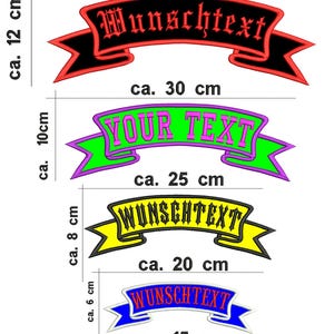 TopRocker Patch Aufnäher gestickt mit Wunschtext, Alle Größen & Farben, Biker Kutte