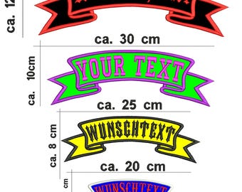 TopRocker Patch Aufnäher gestickt mit Wunschtext, Alle Größen & Farben, Biker Kutte