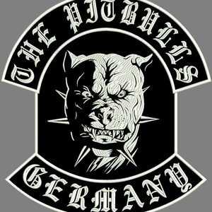 The Pitbulls Germany,Patch, Patch Back Patch 35 x 35 cm Fabric Black/ Yarn white