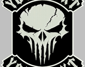 Personalized back patch with skull motif and custom text – various sizes