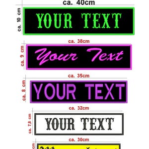 Namensschild Patch Aufnäher gestickt mit Wunschtext, Alle Größen & Farben, Patch