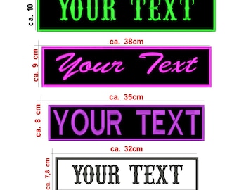 Namensschild Patch Aufnäher gestickt mit Wunschtext, Alle Größen & Farben, Patch