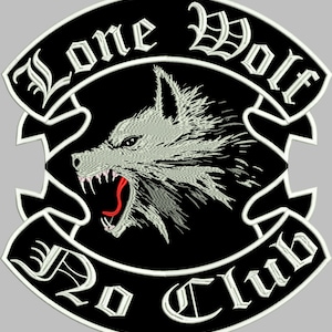 Lone Wolf No Club Patch, back patch, width approx. 34 cm, height approx. 35 cm