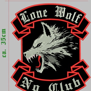 Lone Wolf No Club patch, patch back patch 35 x 32 cm
