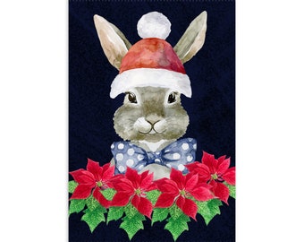 Watercolour Christmas card with rabbit