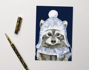 Seasonal card with cute Raccoon