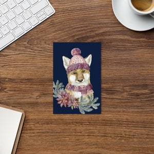 Carte saisonnière avec renard mignon