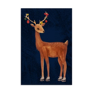 Watercolour Christmas card with festive deer