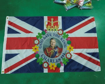 King Charles 3rd flag 5X3 feet Polyester Fabric Flags Charles 111 new king of england flags king charles 111 flags large flag