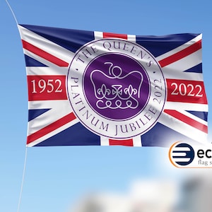 6x4ft Queen Elizabeths Platinum Jubilee 2022 Flag Jubilee official logo souvenir flag banner