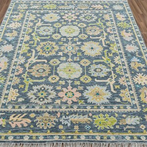 Modern Oushak Carpet, Wool Area Rug, Handmade 8x10, Turkish Living room dinning hall nursery, outdoor, Traditional Persian, easter decor 6x9