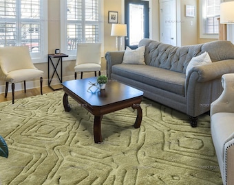 Alfombras marroquíes hechas a mano, alfombra marroquí verde 3x6, estilo Beni Ourain, alfombras bereberes para habitación de niños, sala de